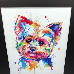 Colorful Yorkie Art Print 11x14 inch